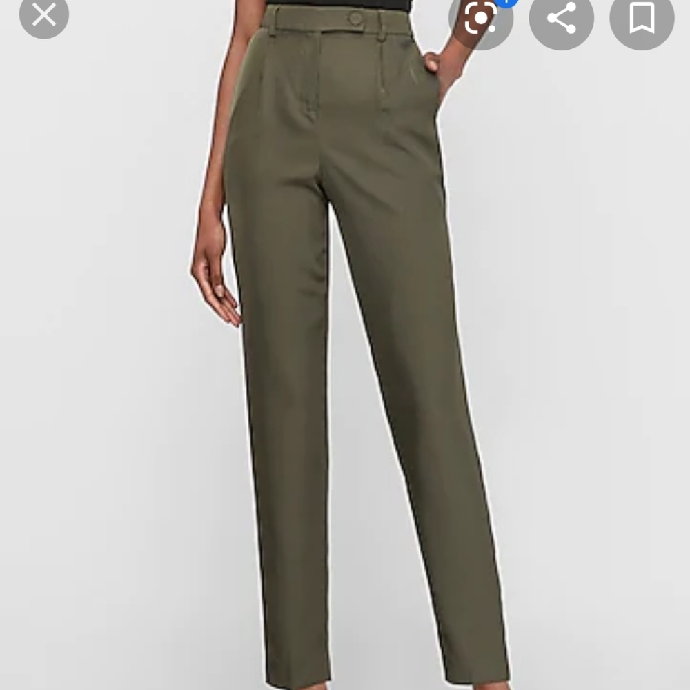 EXPRESS High Waisted Tab Button Ankle Pant
